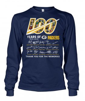 Wholesale Cheap Green Bay Packers 100 Seasons Memories Long Sleeve T-Shirt Dark Blue