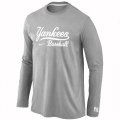 Wholesale Cheap New York Yankees Long Sleeve MLB T-Shirt Grey