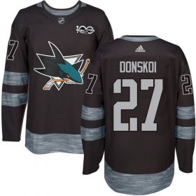 Wholesale Cheap Adidas Sharks #27 Joonas Donskoi Black 1917-2017 100th Anniversary Stitched NHL Jersey