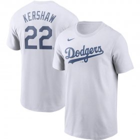 Wholesale Cheap Los Angeles Dodgers #22 Clayton Kershaw Nike Name & Number T-Shirt White