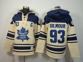 Wholesale Cheap Maple Leafs #93 Doug Gilmour Cream Sawyer Hooded Sweatshirt Stitched NHL Jersey