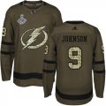 Cheap Adidas Lightning #9 Tyler Johnson Green Salute to Service Youth 2020 Stanley Cup Champions Stitched NHL Jersey