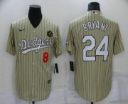 Wholesale Cheap Men's Los Angeles Dodgers #8 #24 Kobe Bryant Cream Pinstripe Stitched MLB Cool Base Nike Jersey