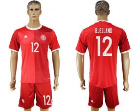 Wholesale Cheap Danmark #12 Bjelland Red Home Soccer Country Jersey