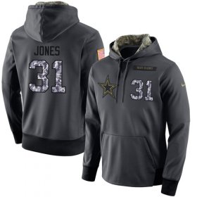 Wholesale Cheap NFL Men\'s Nike Dallas Cowboys #31 Byron Jones Stitched Black Anthracite Salute to Service Player Performance Hoodie