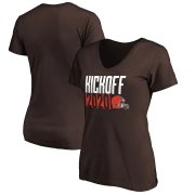 Wholesale Cheap Cleveland Browns Fanatics Branded Women's Kickoff 2020 V-Neck T-Shirt Brown