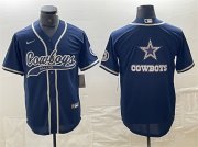 Cheap Men's Dallas Cowboys Navy Team Big Logo With Patch Cool Base Stitched Baseball Jersey