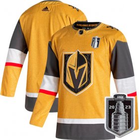 Wholesale Cheap Men\'s Vegas Golden Knights Blank Gold 2023 Stanley Cup Final Stitched Jersey