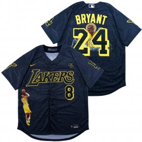 Wholesale Cheap Men\'s Los Angeles Dodgers #8 #24 Kobe Bryant Black With Lakers Cool Base Stitched MLB Fashion Jersey