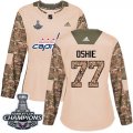 Wholesale Cheap Adidas Capitals #77 T.J. Oshie Camo Authentic 2017 Veterans Day Stanley Cup Final Champions Women's Stitched NHL Jersey