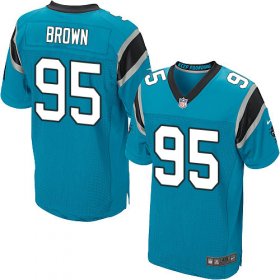 Wholesale Cheap Nike Panthers #95 Derrick Brown Blue Alternate Men\'s Stitched NFL New Elite Jersey