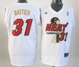 Wholesale Cheap Miami Heat #31 Shane Battier 2012 NBA Finals Champions White With Red Jersey
