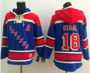 Wholesale Cheap Rangers #18 Marc Staal Blue Sawyer Hooded Sweatshirt Stitched NHL Jersey