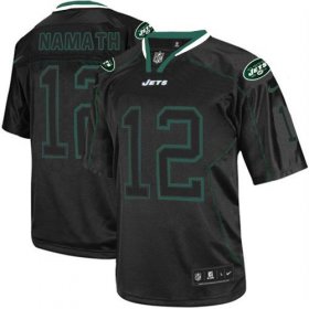 Wholesale Cheap Nike Jets #12 Joe Namath Lights Out Black Men\'s Stitched NFL Elite Jersey