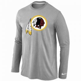 Wholesale Cheap Nike Washington Redskins Logo Long Sleeve T-Shirt Grey