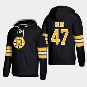 Wholesale Cheap Boston Bruins #47 Torey Krug Black adidas Lace-Up Pullover Hoodie
