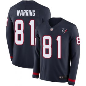 Wholesale Cheap Nike Texans #81 Kahale Warring Navy Blue Team Color Men\'s Stitched NFL Limited Therma Long Sleeve Jersey