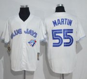 Wholesale Cheap Blue Jays #55 Russell Martin White Cooperstown Throwback Stitched MLB Jersey
