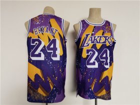 Wholesale Cheap Men\'s Los Angeles Lakers #24 Kobe Bryant Purple Throwback basketball Jersey