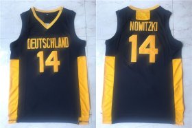 Wholesale Cheap Men\'s The Movie Deutschland #14 Dirk Nowitzki Navy Blue College Basketball Jersey