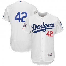 Wholesale Cheap Los Angeles Dodgers #42 Majestic 2019 Jackie Robinson Day Flex Base Jersey White