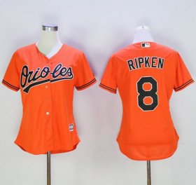 Wholesale Cheap Orioles #8 Cal Ripken Orange Women\'s Alternate Stitched MLB Jersey