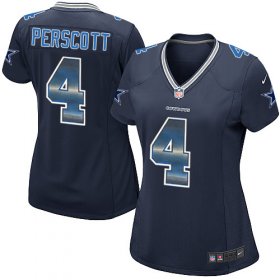 Wholesale Cheap Nike Cowboys #4 Dak Prescott Navy Blue Team Color Women\'s Stitched NFL Elite Strobe Jersey
