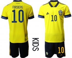 Wholesale Cheap Youth 2021 European Cup Sweden home yellow 10 Soccer Jersey
