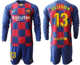 Wholesale Cheap Barcelona #13 Cillessen Home Long Sleeves Soccer Club Jersey