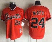 Wholesale Cheap Mitchell And Ness Giants #24 Willie Mays Orange Throwback Stitched MLB Jersey
