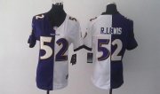 Wholesale Cheap Nike Ravens #52 Ray Lewis Purple/White Women's Stitched NFL Elite Split Jersey