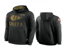 Wholesale Cheap Men\'s Kansas City Chiefs Black 2020 Salute to Service Sideline Performance Pullover Hoodie