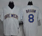 Wholesale Cheap Brewers #8 Ryan Braun White (blue strip) New Cool Base Stitched MLB Jersey