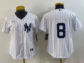 Cheap Women\'s New York Yankees #8 Yogi Berra White No Name Stitched Nike Cool Base Throwback Jersey