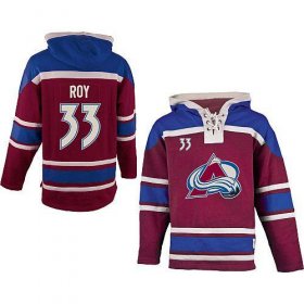 Wholesale Cheap Avalanche #33 Patrick Roy Red Sawyer Hooded Sweatshirt Stitched NHL Jersey