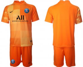 Wholesale Cheap Men 2021-2022 ClubParis Saint-Germainorange red goalkeeper blank Soccer Jersey