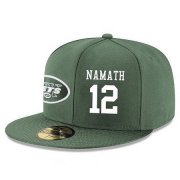 Wholesale Cheap New York Jets #12 Joe Namath Snapback Cap NFL Player Green with White Number Stitched Hat