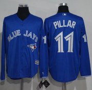 Wholesale Cheap Blue Jays #11 Kevin Pillar Blue New Cool Base Long Sleeve Stitched MLB Jersey