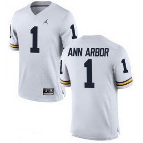 Wholesale Cheap Men\'s Michigan Wolverines #1 Ann Arbor White Stitched College Football Brand Jordan NCAA Jersey