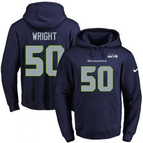 Wholesale Cheap Nike Seahawks #50 K.J. Wright Navy Blue Name & Number Pullover NFL Hoodie