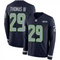 Wholesale Cheap Nike Seahawks #29 Earl Thomas III Steel Blue Team Color Men's Stitched NFL Limited Therma Long Sleeve Jersey