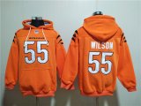 Wholesale Cheap Men's Cincinnati Bengals #55 Logan Wilson Orange Pullover Hoodie