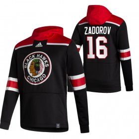 Wholesale Cheap Chicago Blackhawks #16 Nikita Zadorov Adidas Reverse Retro Pullover Hoodie Black