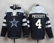 Wholesale Cheap Nike Cowboys #4 Dak Prescott Navy Blue Player Pullover NFL Hoodie