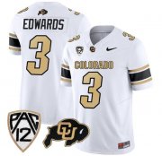 Cheap Men's Colorado Buffaloes #3 Dylan Edwards White Football Jersey