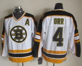 Wholesale Cheap Bruins #4 Bobby Orr White/Black CCM Throwback Stitched NHL Jersey