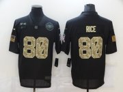 Wholesale Cheap Men's San Francisco 49ers #80 Jerry Rice Black Camo 2020 Salute To Service Stitched NFL Nike Limited Jersey