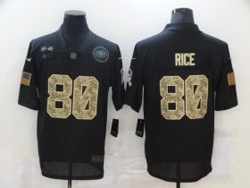 Wholesale Cheap Men\'s San Francisco 49ers #80 Jerry Rice Black Camo 2020 Salute To Service Stitched NFL Nike Limited Jersey