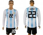 Wholesale Cheap Argentina #22 Gomez Home Long Sleeves Soccer Country Jersey
