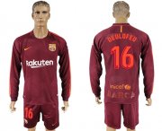 Wholesale Cheap Barcelona #16 Deulofeu Sec Away Long Sleeves Soccer Club Jersey